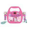 Lexibook MP300UNIZ Einhorn, Mein erster Karaoke Musikplayer mit 2 Spielzeugmikrofonen, kabellos, Aufnahmefunktion, Stimmeneffekt, pink/blau