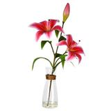Vickerman 604168 - 16.5" Pink Lily Floral Arrangement (FC190579) Home Office Flowers in Pots Vases and Bowls