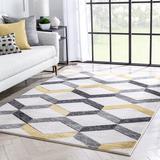 Yellow 63 x 0.4 in Area Rug - Well Woven Good Vibes Millie Gold Modern Zigzag Geometric 3D Textured Rug Polypropylene | 63 W x 0.4 D in | Wayfair