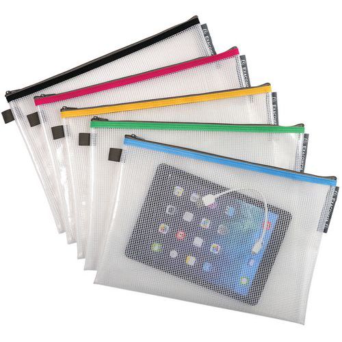 Pochette À Fermeture Éclair En Plast. Souple A4 Col. Assort. - Exacompta