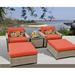 Sol 72 Outdoor™ Rochford 5 Piece Seating Group w/ Cushions Synthetic Wicker/All - Weather Wicker/Wicker/Rattan in Brown/Gray/Red | Wayfair