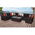 kathy ireland Homes & Gardens River Brook 9 Piece Outdoor Wicker Patio Furniture Set 09d in Onyx - TK Classics River-09D-Black