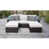 kathy ireland Homes & Gardens River Brook 5 Piece Outdoor Wicker Patio Furniture Set 05e in Alabaster - TK Classics River-05E-White