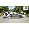 kathy ireland Homes & Gardens Madison Ave. 10 Piece Outdoor Aluminum Patio Furniture Set 10a in Alabaster - TK Classics Madison-10A-White