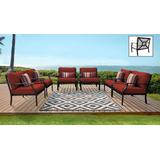 kathy ireland Homes & Gardens Madison Ave. 6 Piece Outdoor Aluminum Patio Furniture Set 06w in Cinnamon - TK Classics Madison-06W-Terracotta