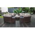 kathy ireland Homes & Gardens River Brook 11 Piece Outdoor Wicker Patio Furniture Set 11b in Almond - TK Classics River-11B-Beige