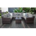 kathy ireland Homes & Gardens River Brook 9 Piece Outdoor Wicker Patio Furniture Set 09c in Slate - TK Classics River-09C-Grey