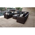 kathy ireland Homes & Gardens River Brook 11 Piece Outdoor Wicker Patio Furniture Set 11a in Onyx - TK Classics River-11A-Black