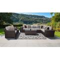 kathy ireland Homes & Gardens River Brook 11 Piece Outdoor Wicker Patio Furniture Set 11c in Almond - TK Classics River-11C-Beige