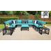 kathy ireland Homes & Gardens Madison Ave. 12 Piece Outdoor Aluminum Patio Furniture Set 12g in Aqua - TK Classics Madison-12G-Aruba