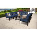 kathy ireland Homes & Gardens Madison Ave. 11 Piece Outdoor Aluminum Patio Furniture Set 11a in Midnight - TK Classics Madison-11A-Navy