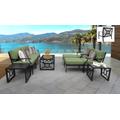 kathy ireland Homes & Gardens Madison Ave. 10 Piece Outdoor Aluminum Patio Furniture Set 10c in Forest - TK Classics Madison-10C-Cilantro