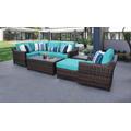 kathy ireland Homes & Gardens River Brook 8 Piece Outdoor Wicker Patio Furniture Set 08n in Aqua - TK Classics River-08N-Aruba