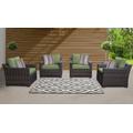 kathy ireland Homes & Gardens River Brook 4 Piece Outdoor Wicker Patio Furniture Set 04g in Forest - TK Classics River-04G-Cilantro