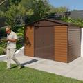 Yardmaster - Abri de jardin métal aspect bois 5,3 m² + kit d'ancrage - Marron