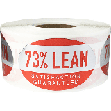 73% Lean Grocery Store Labels 1.25 x 2 Inch Ovals 500 Total Adhesive Stickers