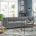 Willa Arlo™ Interiors Silver Orchid Adams Channel Tufted Performance Velvet Sofa Velvet in Gray | 30 H x 90 W x 33.5 D in | Wayfair