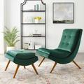 Lounge Chair - Ramp Upholstered Performance Velvet Lounge Chair & Ottoman Set by Modway Velvet in Green | 35 H x 26 W x 35.5 D in | Wayfair