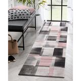 Black/Gray 31 x 0.4 in Area Rug - Well Woven Louisa Blush Pink Modern Geometric Boxes 3D Textured Rug | 31 W x 0.4 D in | Wayfair GV-77-2