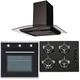 SIA 60cm Single Electric Fan Oven, Gas 4 burner Glass Hob And Curved Glass Hood