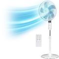 Pro Breeze® 16-Inch Pedestal Fan with Remote Control and LED Display, 4 Operational Modes, 80° Oscillation, Adjustable Height & Pivoting Fan Head, Perfect for Homes, Offices and Bedrooms - White