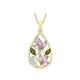 CARISSIMA Gold Women's 9 ct Yellow Gold Diamond with Green and Pink Tourmaline Pendant Curb Chain Necklace of 46 cm/18 inch