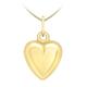 CARISSIMA Gold Women's 9 ct Yellow Gold 7.6 x 14.3 mm Puffed Hollow Heart Pendant on 9 ct Yellow Gold 0.4 mm Diamond Cut Curb Chain Necklace of Length 41 cm/16 Inch