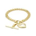 CARISSIMA Gold Women's 9ct Yellow Gold Open Heart 2 Strand Belcher T-Bar Bracelet of 19cm/7.5"