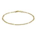 CARISSIMA Gold Women's 9 ct Yellow Gold Hollow 2.2 mm Diamond Cut Figaro Chain Bracelet of Length 19 cm/7.5 Inch