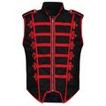 Ro Rox Men's Marching Band Vest Drummer Sleeveless Parade Jacket - Black & Red (XXL)