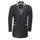 Mens Retro 3/4 Long Black Grey Overcoat Jacket Wool Blend Smart Formal Tailored Fit Top Coat[BLAKE,44,Black]