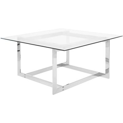 Table Basse avec Plateau en Verre et Cadre en Métal Argenté au Style Moderne et Glamour Beliani