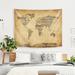 East Urban Home Michael Tompsett - Art Pause Map of the World Map from Old Sheet Music Tapestry in White | 26 H x 36 W in | Wayfair
