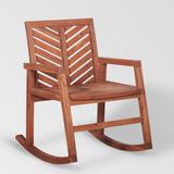 Outdoor Chevron Rocking Chair - Brown - Walker Edison OWVINRCBR