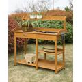 Deluxe Potting Bench in Light Oak Finish - Convenience Concepts G10458