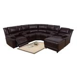 Brown Reclining Sectional - Red Barrel Studio® Rene 103" Wide Faux Right Hand Facing Reclining Corner Sectional Faux | Wayfair