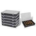 vidaXL Storage Box Sort Case Set of 6, 21-Compartment Plastic Tool Box for Nuts, Bolts, Screws, Corrosion Resistant & High Thermal Stability, Portable, Black