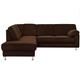 Cavadore Ecksofa Belfast mit Ottomane links / Polsterecke mit Federkern / inkl. Vorziehsitz und Bettkasten / 243 x 88 x 218 / Mikrofaser Braun