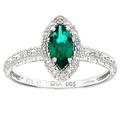 Naava Women's 9 ct White Gold Created Emerald and Diamond Marquise Cluster Ring