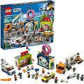 LEGO 60233 City Town Donut Shop Opening Toy Cars Set with Police Motorbike, Truck with Crane Trailer and 10 Minifigures