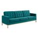 Loft Gold Stainless Steel Leg Performance Velvet Sofa in Gold Teal - East End Imports EEI-3387-GLD-TEA