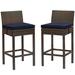 Conduit Bar Stool Outdoor Patio Wicker Rattan Set of 2 - East End Imports EEI-3603-BRN-NAV