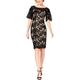 Calvin Klein Women's Short Lace Sheath with Flutter Sleeves Dress, Black/Nude, 8