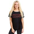 Marvel Damen Comic Logo T-Shirt, Schwarz (Schwarz Schwarz), X-Large