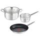 Tefal Simpleo B815S4 4-Piece Saucepan and Pan Set (20 cm, 16 cm, 28 cm) Stainless Steel/Black