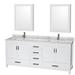 Wyndham Collection Sheffield 80" Double Bathroom Vanity Set w/ Mirror & Medicine Cabinet Wood/Stone in White | 35 H x 80 W x 22 D in | Wayfair