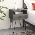 "18"" Modern Single Drawer Hairpin Leg Side Table in Slate Grey - Walker Edison AF18CRFSTSG"