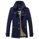 YOUTHUP Mens Coats Single Breasted Regular Fit Classic Trench Coat Casual Cotton Jacket, Blue, XL