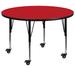 Flash Furniture Goddard Mobile Round Laminate Activity Table w/ Height Adjustable Short Legs Laminate/Metal in Brown | 25.5 H in | Wayfair