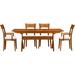 Copeland Furniture Sarah 5 Piece Extendable Solid Wood Dining Set Wood/Upholstered in Brown/Red | Wayfair